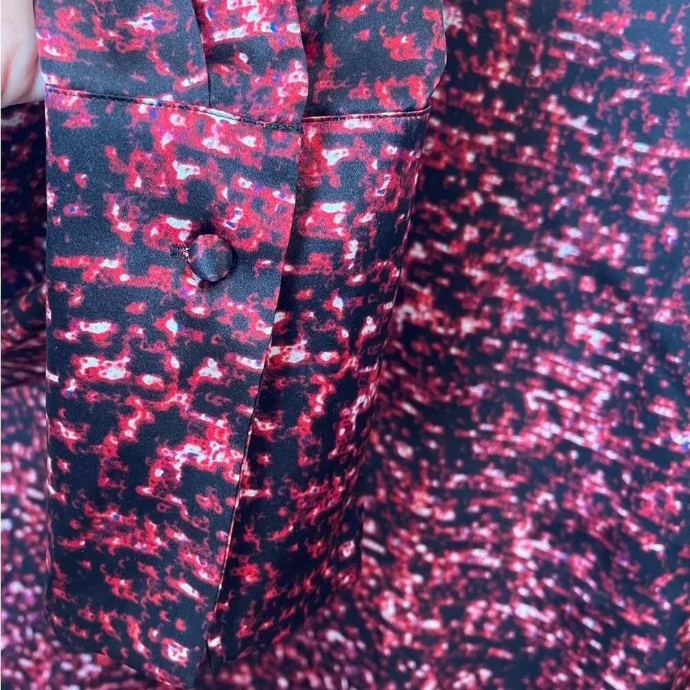 Catherine Gee Daria French Cuff 100% Silk Red Sequin Blouse Oversized S - Picture 6 of 7